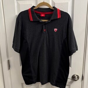 Men's DUCATI D-Attitude Black and Red Polo Shirt - Size Large